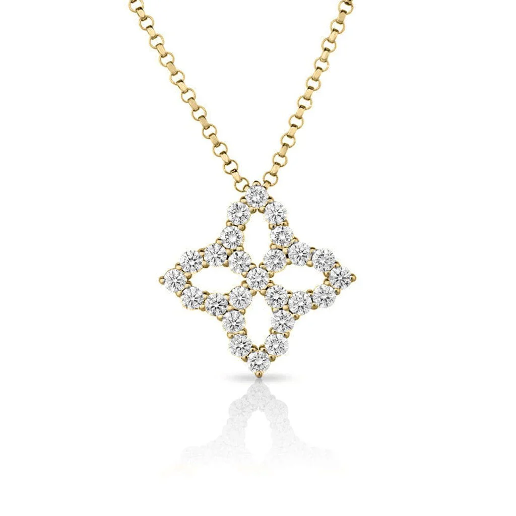 Roberto Coin Venetian Princess Medium Flower Necklace - Yellow Gold