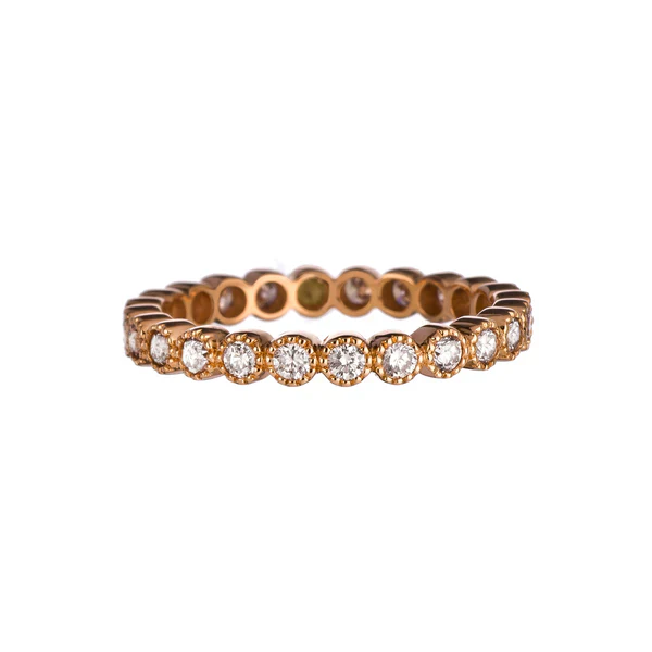 Sethi Couture 18K Rose Gold Bezel White Diamond Eternity Band with Milgrain Finish - Size 6.5