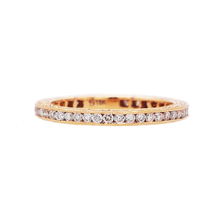 Sethi Couture 18K Rose Gold Channel White Diamond Eternity Band - Size 7