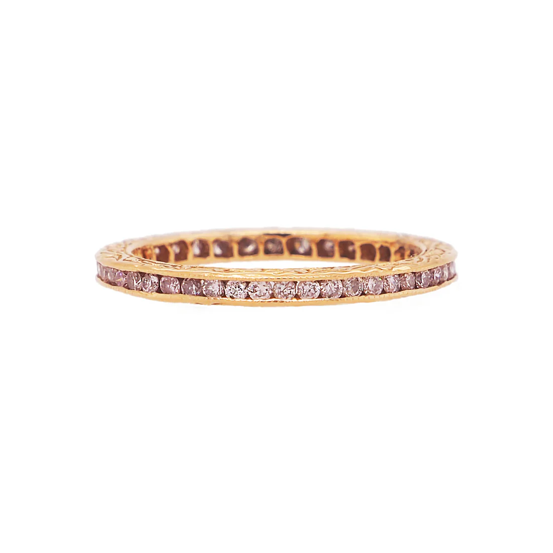 Sethi Couture 18k Rose Gold Pink Diamond Eternity Band - Size 6.5