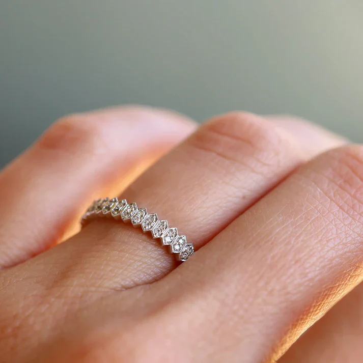 Sethi Couture 18K White Gold Abacus Mini White Diamond Eternity Band - Size 7 - Image 2