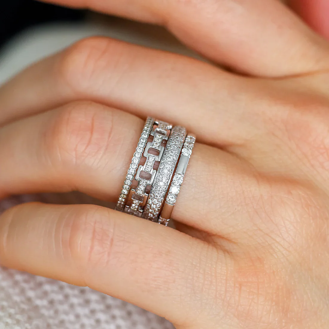 Sethi Couture 18k White Gold Cesta White Diamond Eternity Band - Size 7 - Image 2