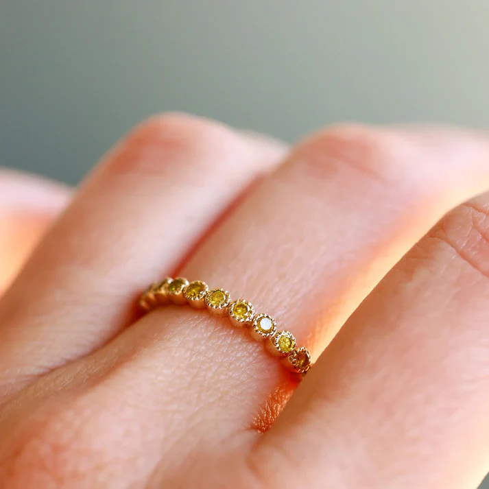 Sethi Couture 18K Yellow Gold Bezel Yellow Diamond Eternity Band - Size 7 - Image 2