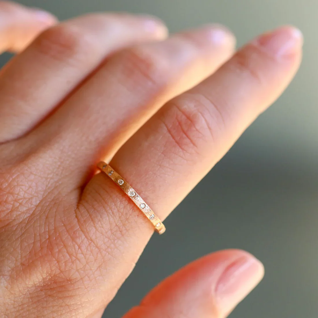 Sethi Couture 18K Yellow Gold Dunes Narrow Diamond Eternity Band - Size 6 - Image 2