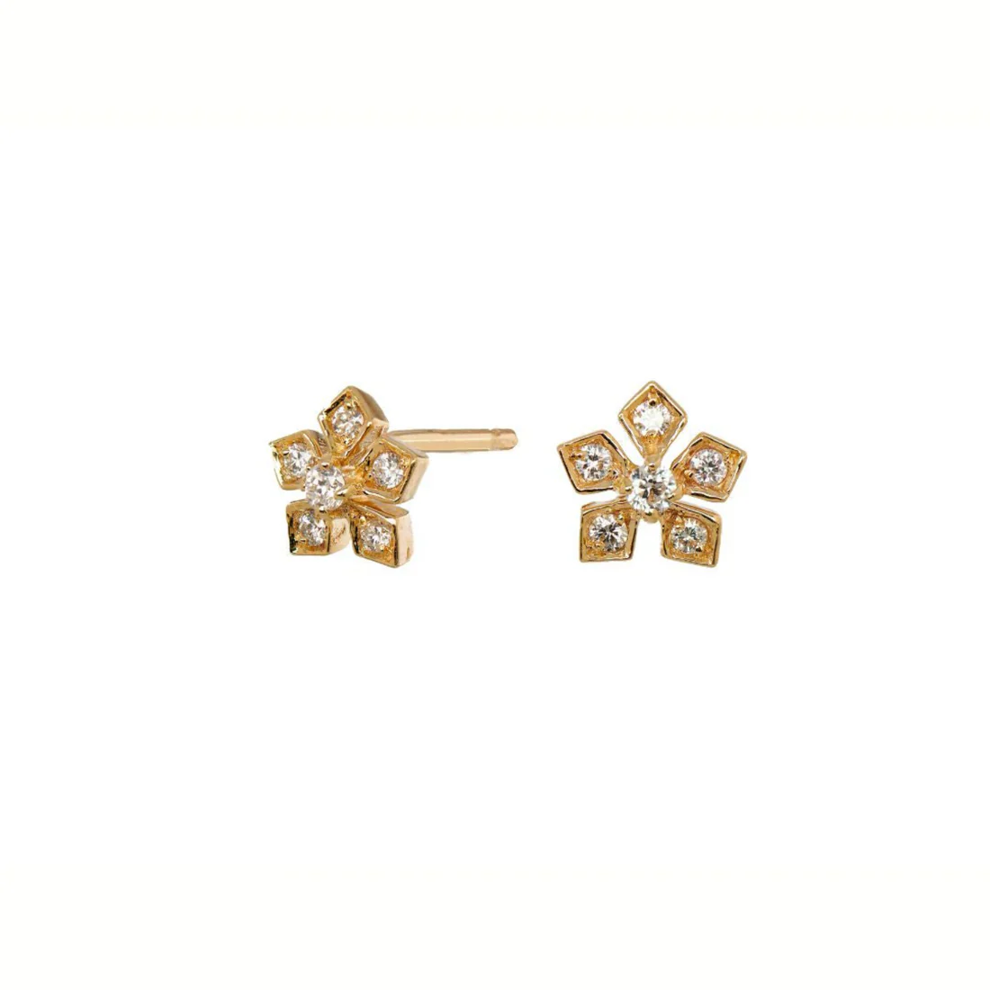 Sethi Couture 18K Yellow Gold Enchanted Garden Flower Diamond Stud Earrings