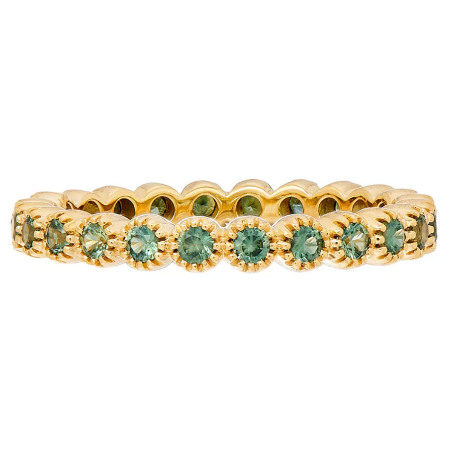 Sethi Couture 18K Yellow Gold Green Sapphire Bezel Eternity Band