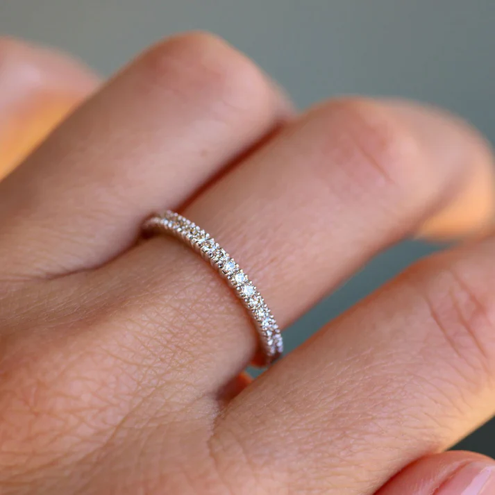 Sethi Couture 18K Yellow Gold Prong White Diamond Eternity Band - Size 6 - Image 2