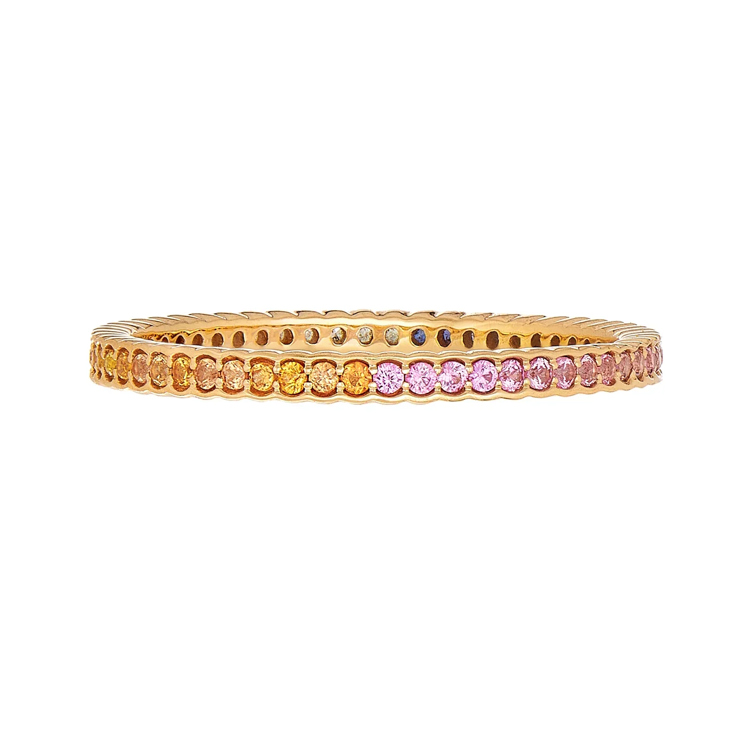 Sethi Couture 18K Yellow Gold Rainbow Sapphire Scallop Band - Size 6.5
