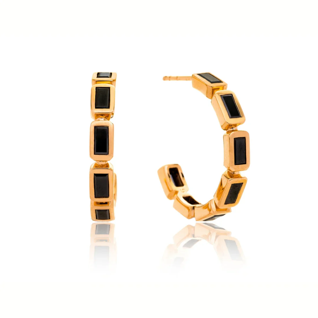 Sethi Couture 18K Yellow Gold Simone Black Diamond Hoop Earrings