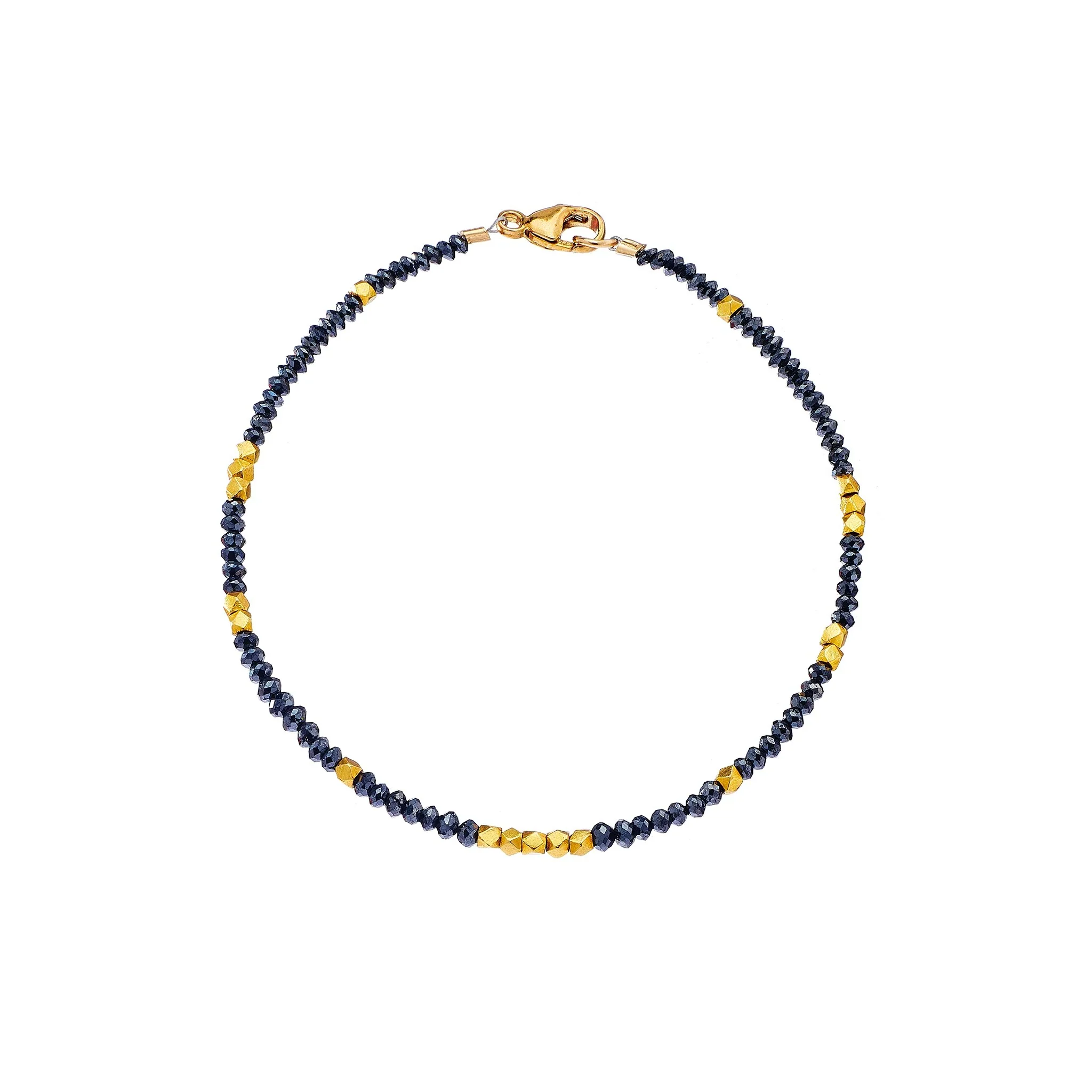 Sethi Couture Leena 14k Yellow Gold Noir Black Diamond and Gold Bracelet