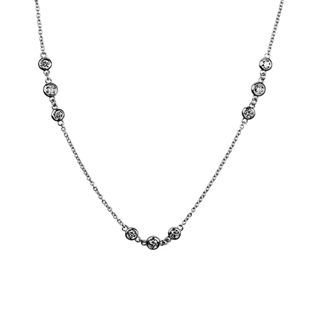 Springer's Forever Signature 14K White Gold Diamond Bezel Station Necklace