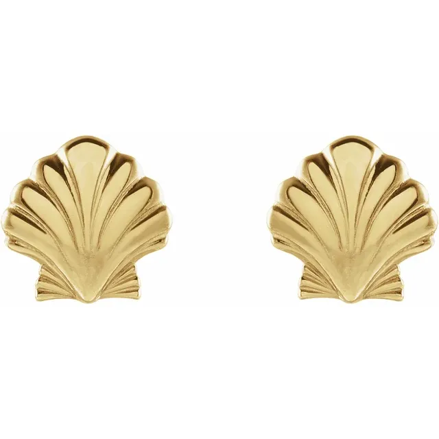 Springer's Forever Signature 14k Yellow Gold Tiny Shell Stud Earrings