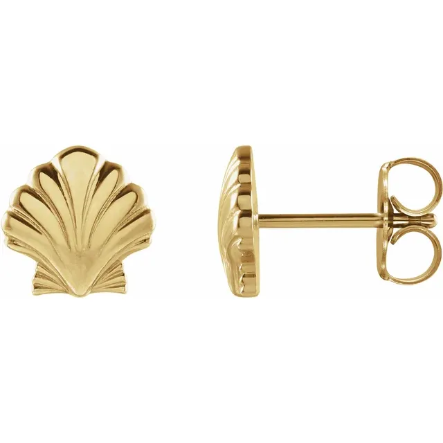 Springer's Forever Signature 14k Yellow Gold Tiny Shell Stud Earrings - Image 2