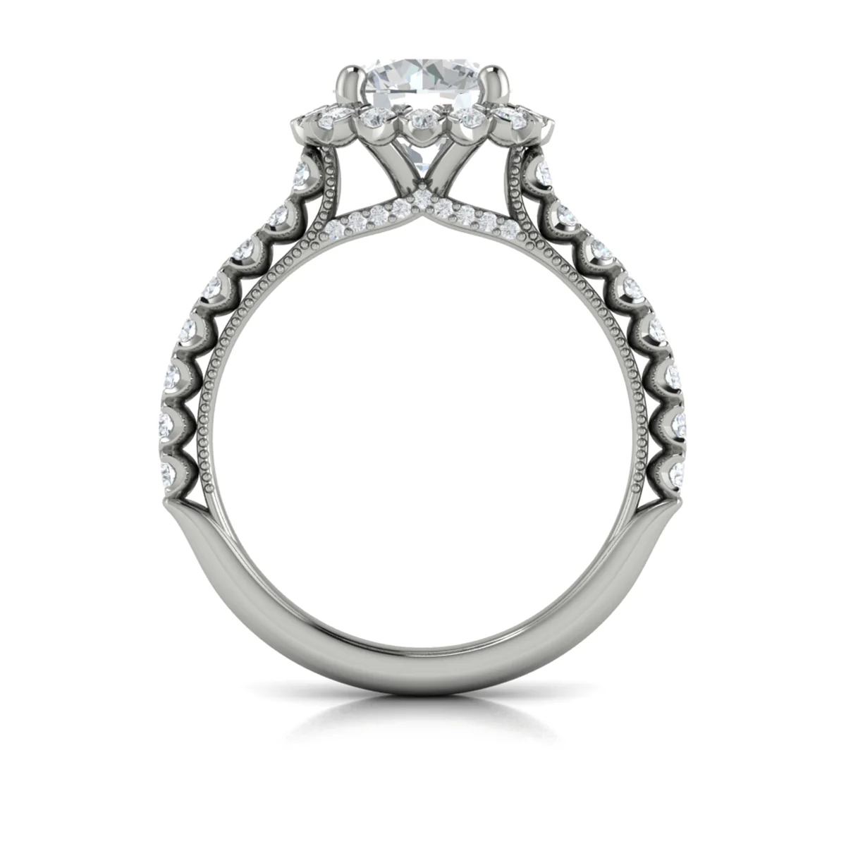 Springer's Forever 18K White Gold Round Engagement Ring Style Mounting - Image 2