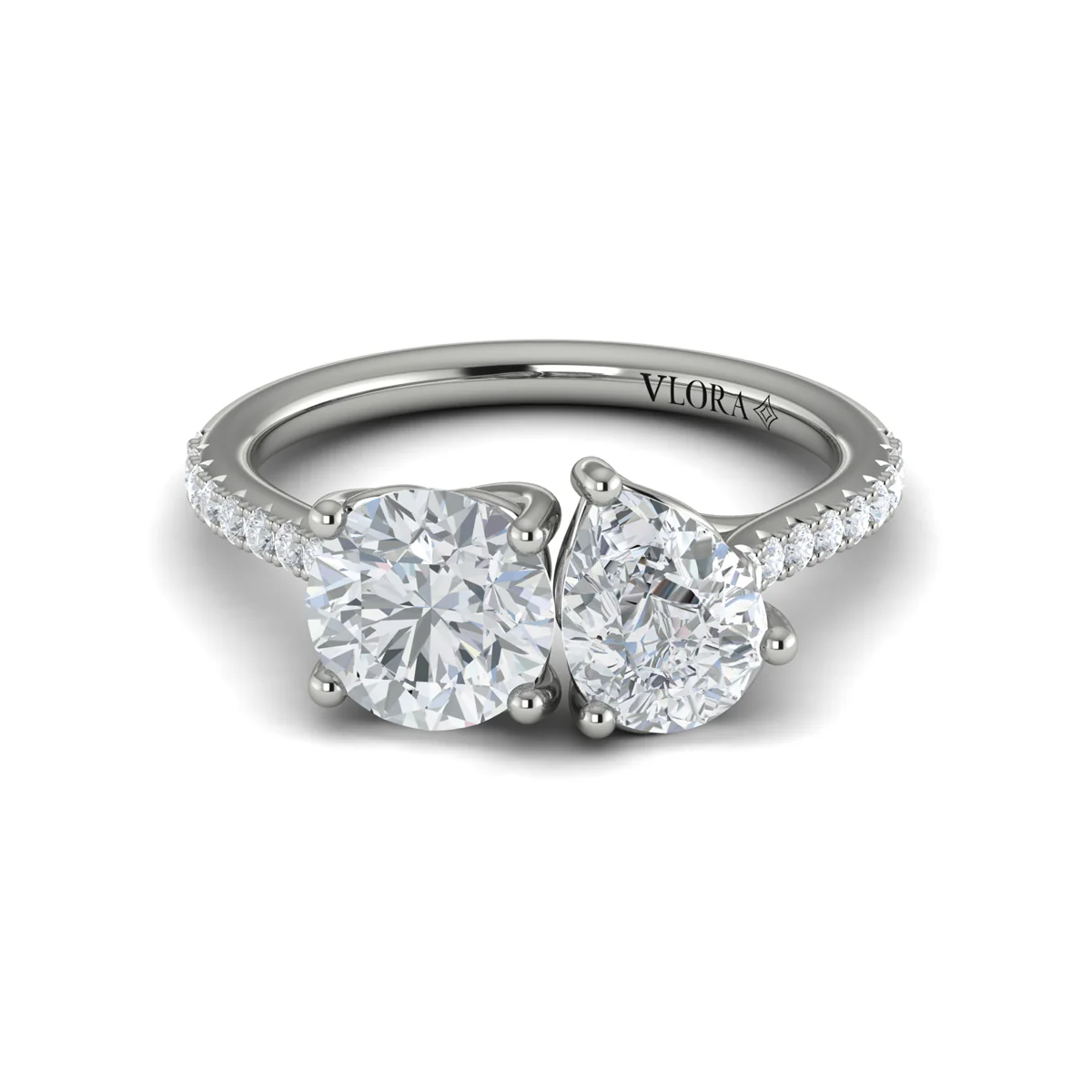 Springer's Forever Select 18K White Gold Two-Stone Engagement Ring Style Mounting