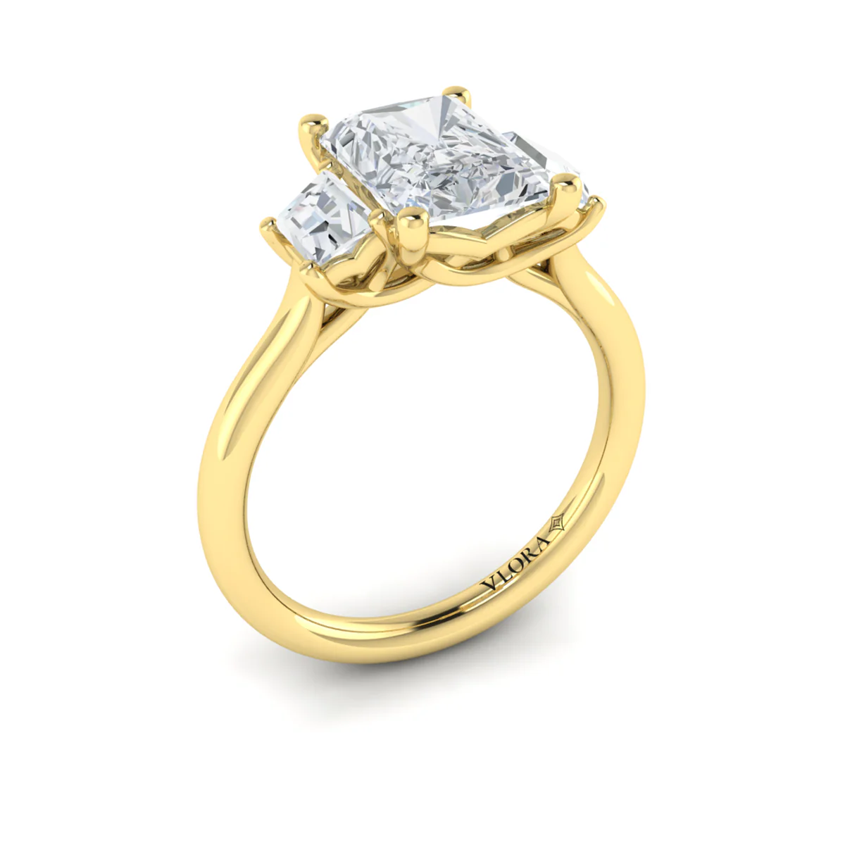 Springer's Forever Select 18K Yellow Gold Emerald Cut Three-Stone Engagement Ring Style Mounting - Image 3