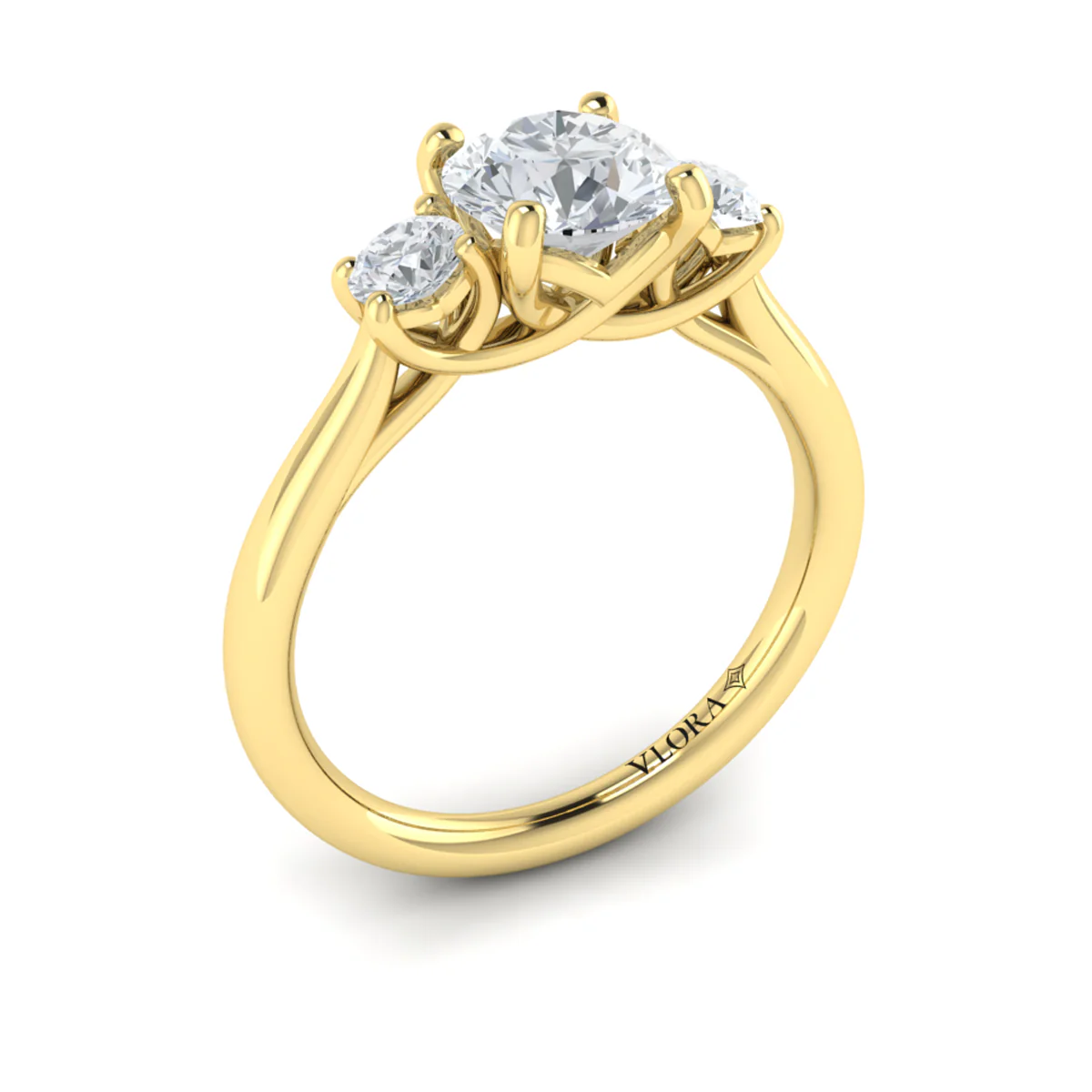 Springer's Forever Select 18K Yellow Gold Round Three-Stone Engagement Ring Style Mounting - Image 3