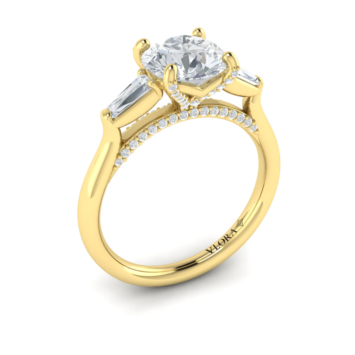 Springer's Forever Select 18K Yellow Gold Three-Stone Engagement Ring Mounting - Image 3