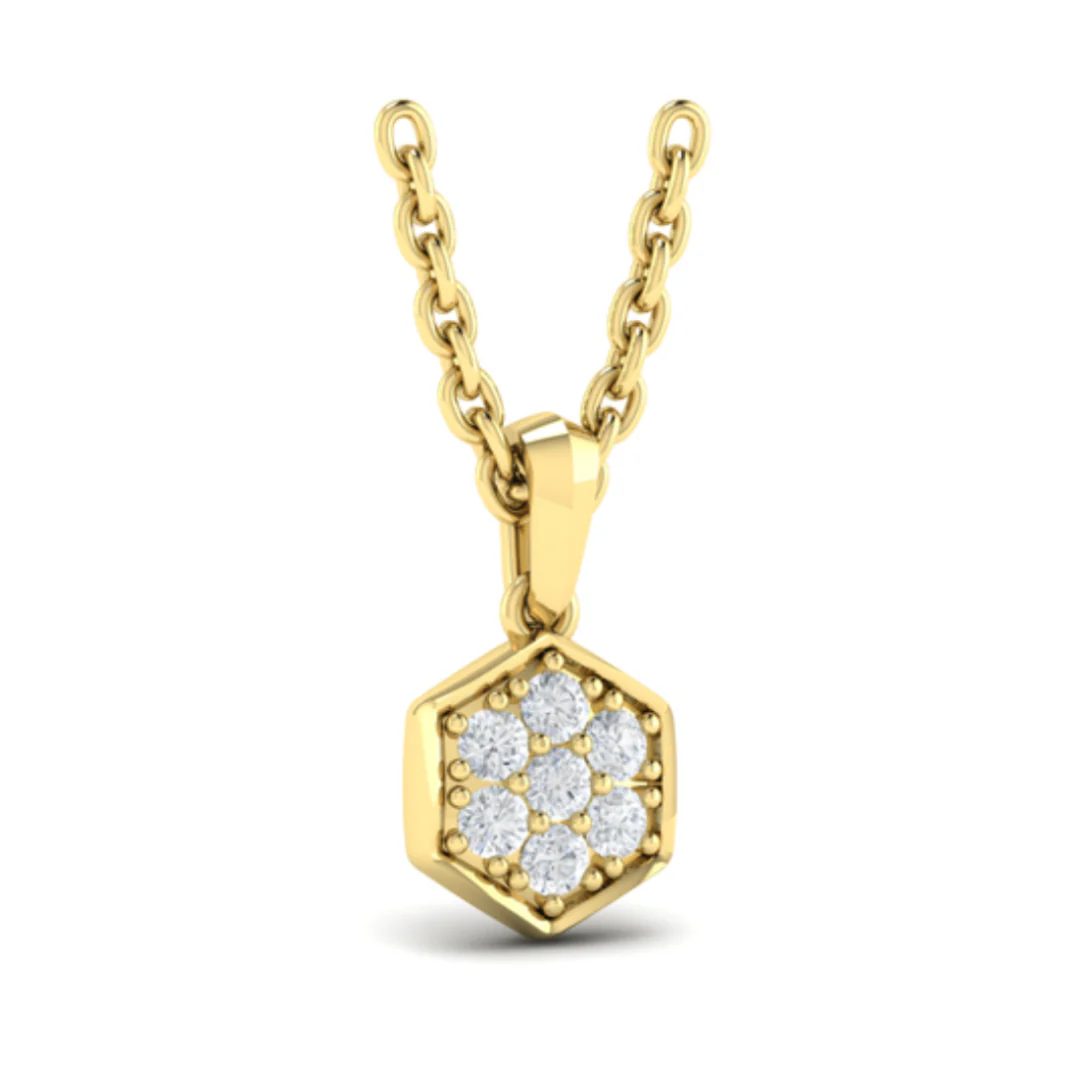 Springer's Forever Signature 14k Yellow Gold Diamond Cluster Honeycomb Pendant Necklace
