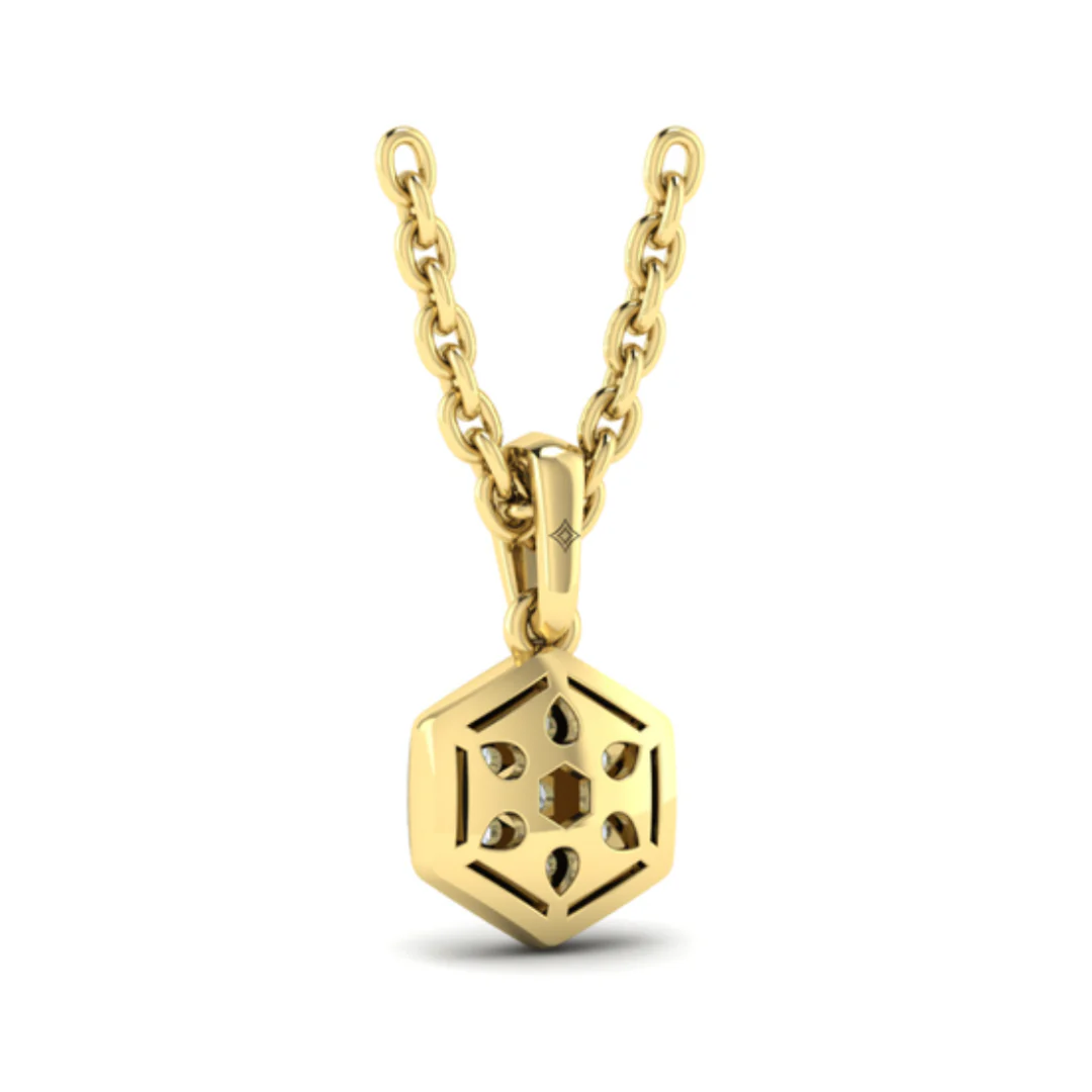 Springer's Forever Signature 14k Yellow Gold Diamond Cluster Honeycomb Pendant Necklace - Image 3