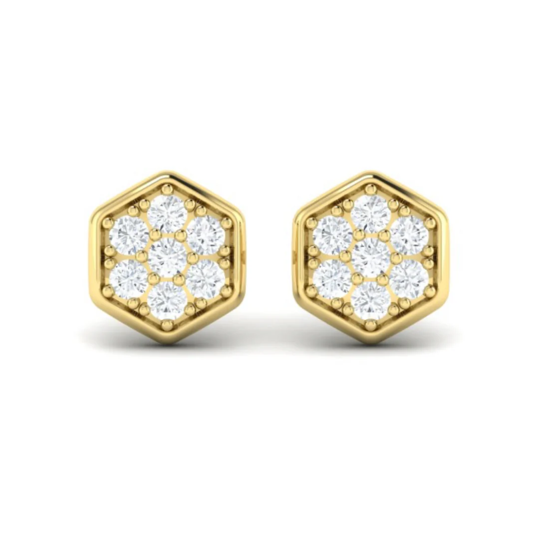 Springer's Forever Signature 14k Yellow Gold Diamond Cluster Honeycomb Stud Earrings