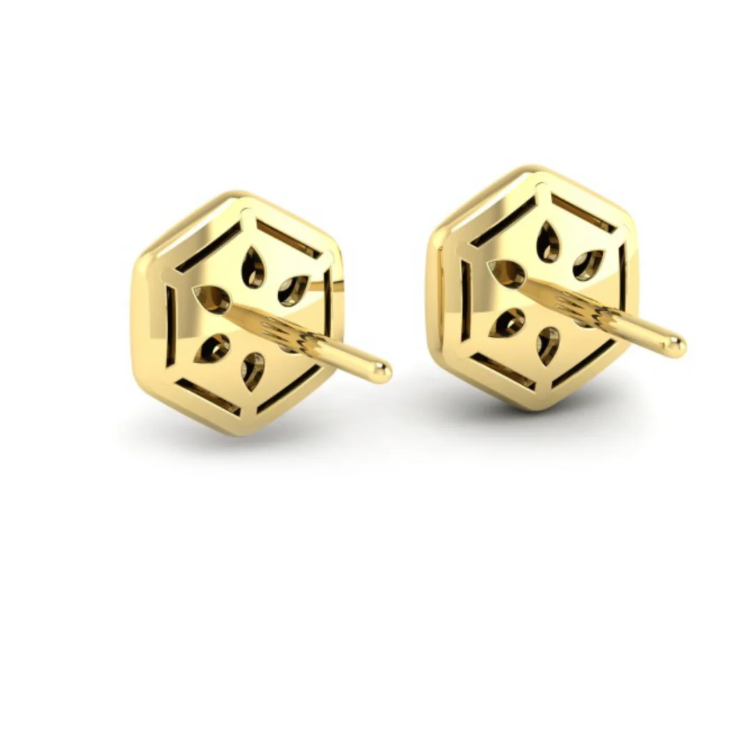 Springer's Forever Signature 14k Yellow Gold Diamond Cluster Honeycomb Stud Earrings - Image 3