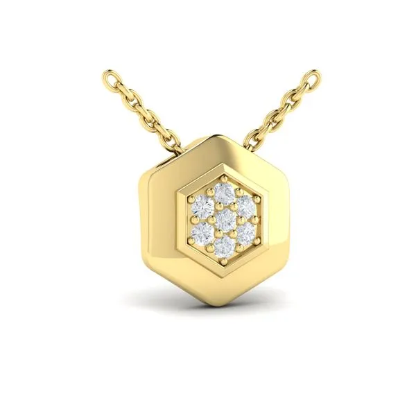 Springer's Forever Signature 14k Yellow Gold Diamond Honeycomb Pendant Necklace