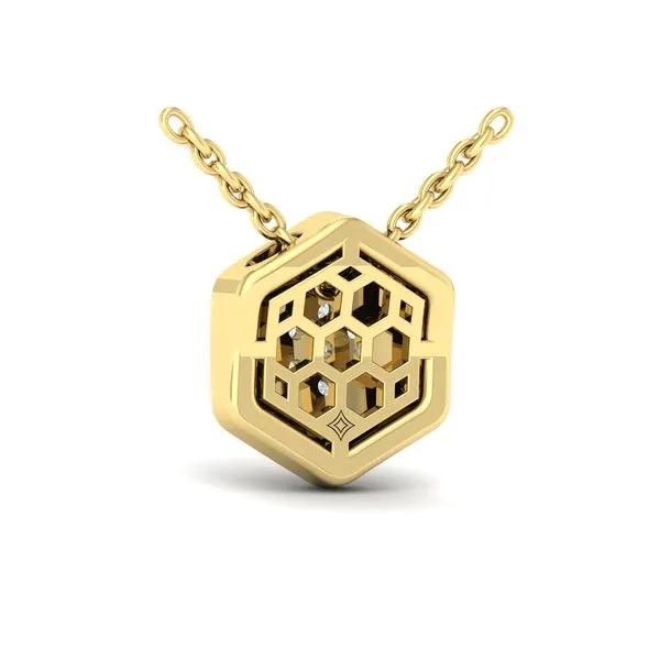 Springer's Forever Signature 14k Yellow Gold Diamond Honeycomb Pendant Necklace - Image 3