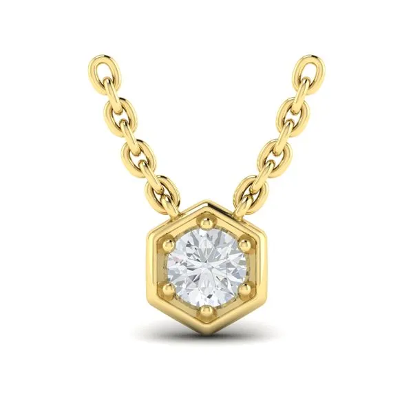 Springer's Forever Signature 14k Yellow Gold Single Diamond Honeycomb Pendant Necklace