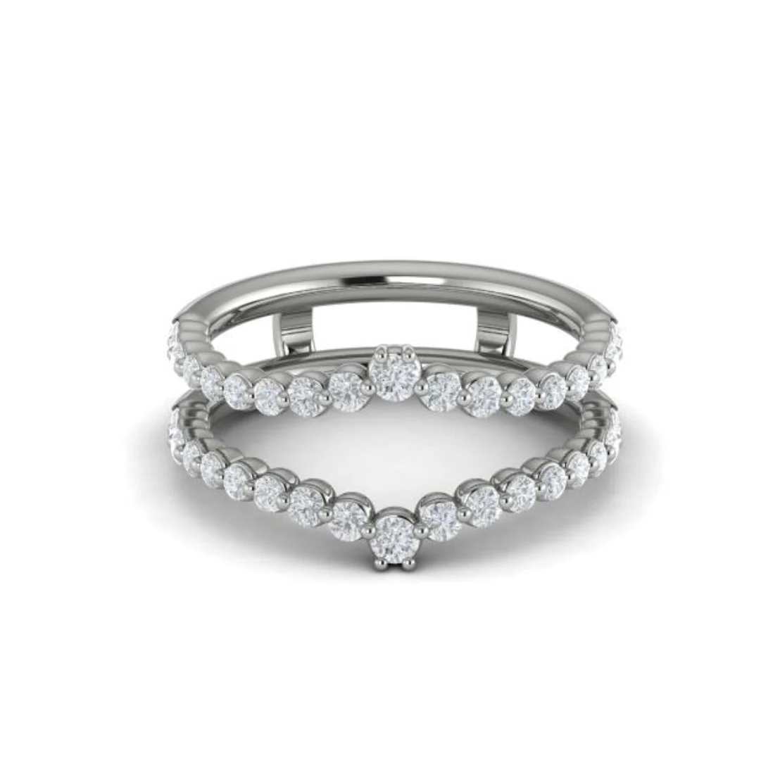 Springer's Forever Select 18k White Gold Curved Double Row Diamond Jacket Band – .73ctw