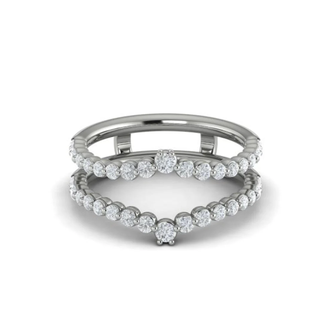 Sincerely, Springer's by Vlora 18k White Gold Round Diamond Curved Jacket Band – .74ctw