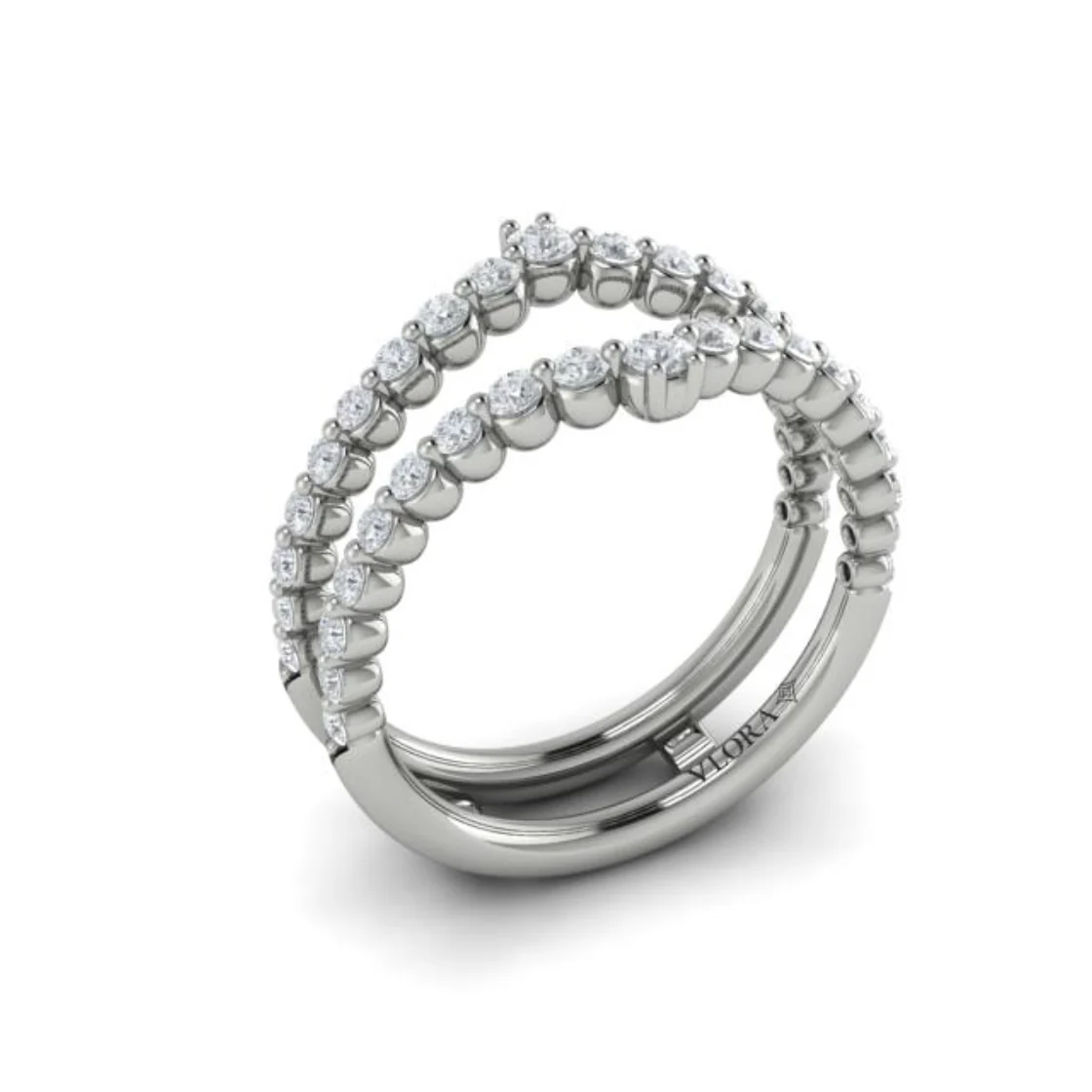 Sincerely, Springer's by Vlora 18k White Gold Round Diamond Curved Jacket Band – .74ctw - Image 2
