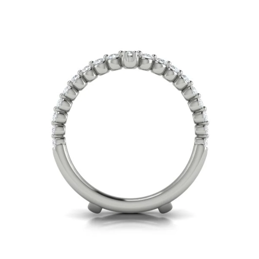 Sincerely, Springer's by Vlora 18k White Gold Round Diamond Curved Jacket Band – .74ctw - Image 3