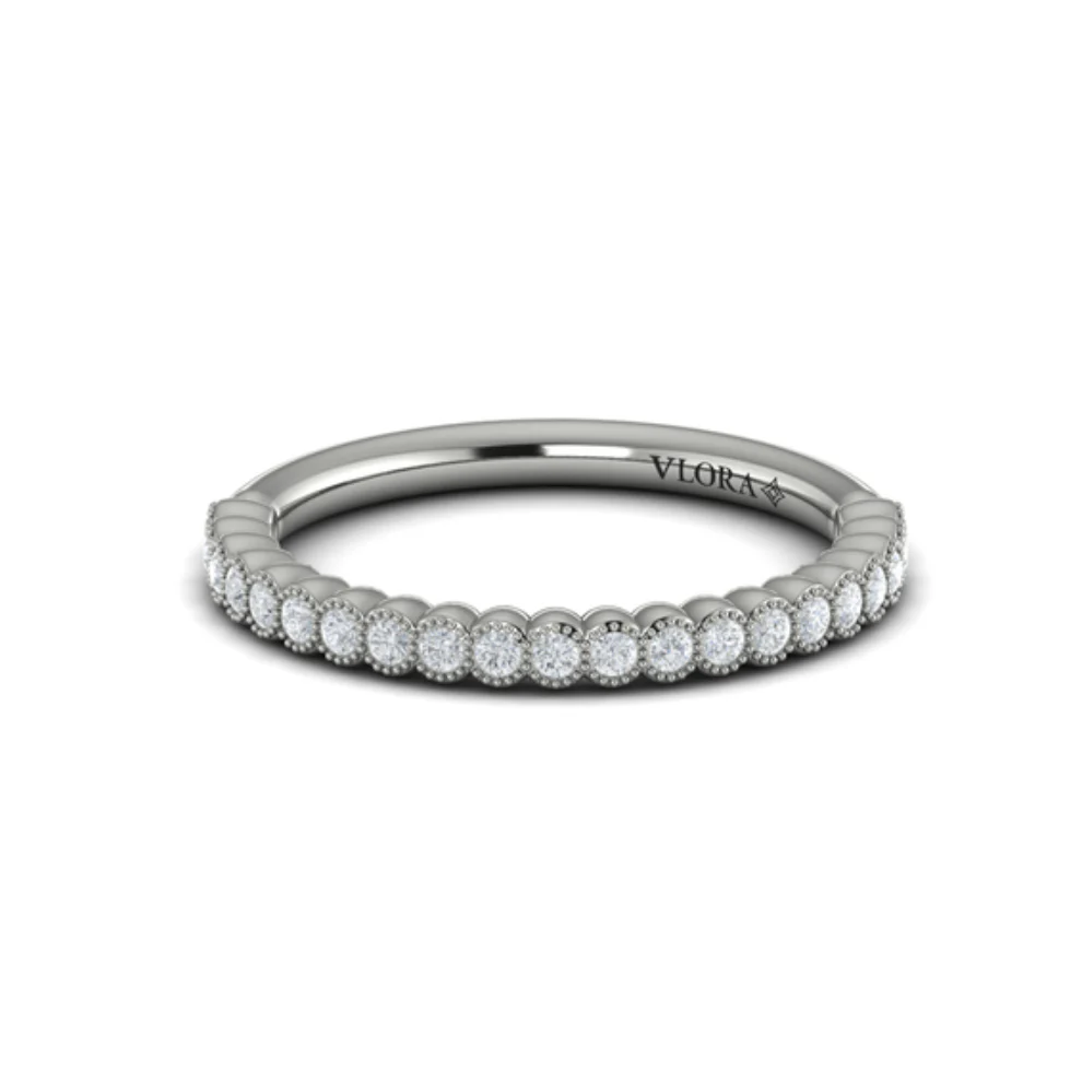 Springer's Forever Select 18k White Gold Round Diamond Milgrain Bezel Band - .24ctw