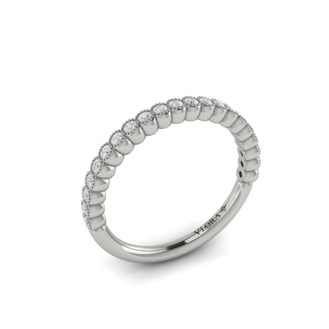 Springer's Forever Select 18k White Gold Round Diamond Milgrain Bezel Band - .24ctw - Image 2