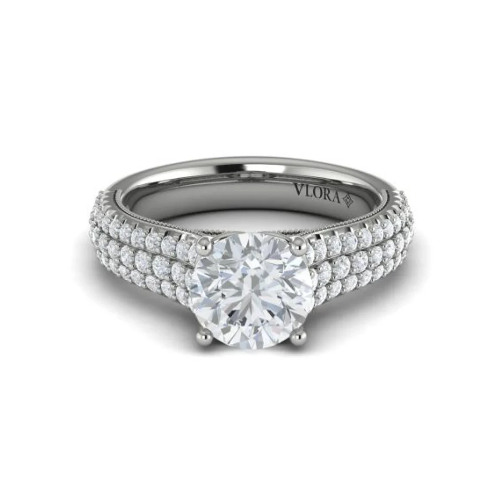 Springer's Forever Select 18k White Gold Round Engagement Ring Mounting - .68ctw