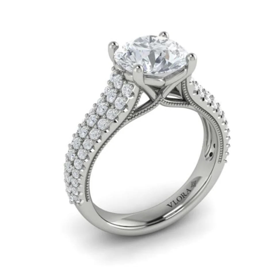 Springer's Forever Select 18k White Gold Round Engagement Ring Mounting - .68ctw - Image 2