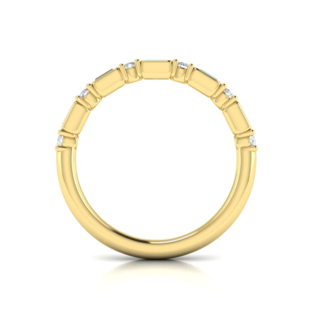 Springer's Forever Select 18k Yellow Gold Alternating Round and Baguette Diamond Band - 0.30ctw - Image 3