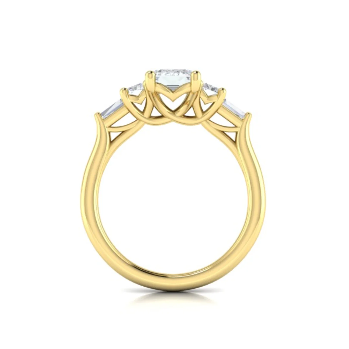 Springer's Forever Select 18k Yellow Gold Emerald Cut Five-Stone Engagement Ring Style Mounting - .58ctw - Image 3