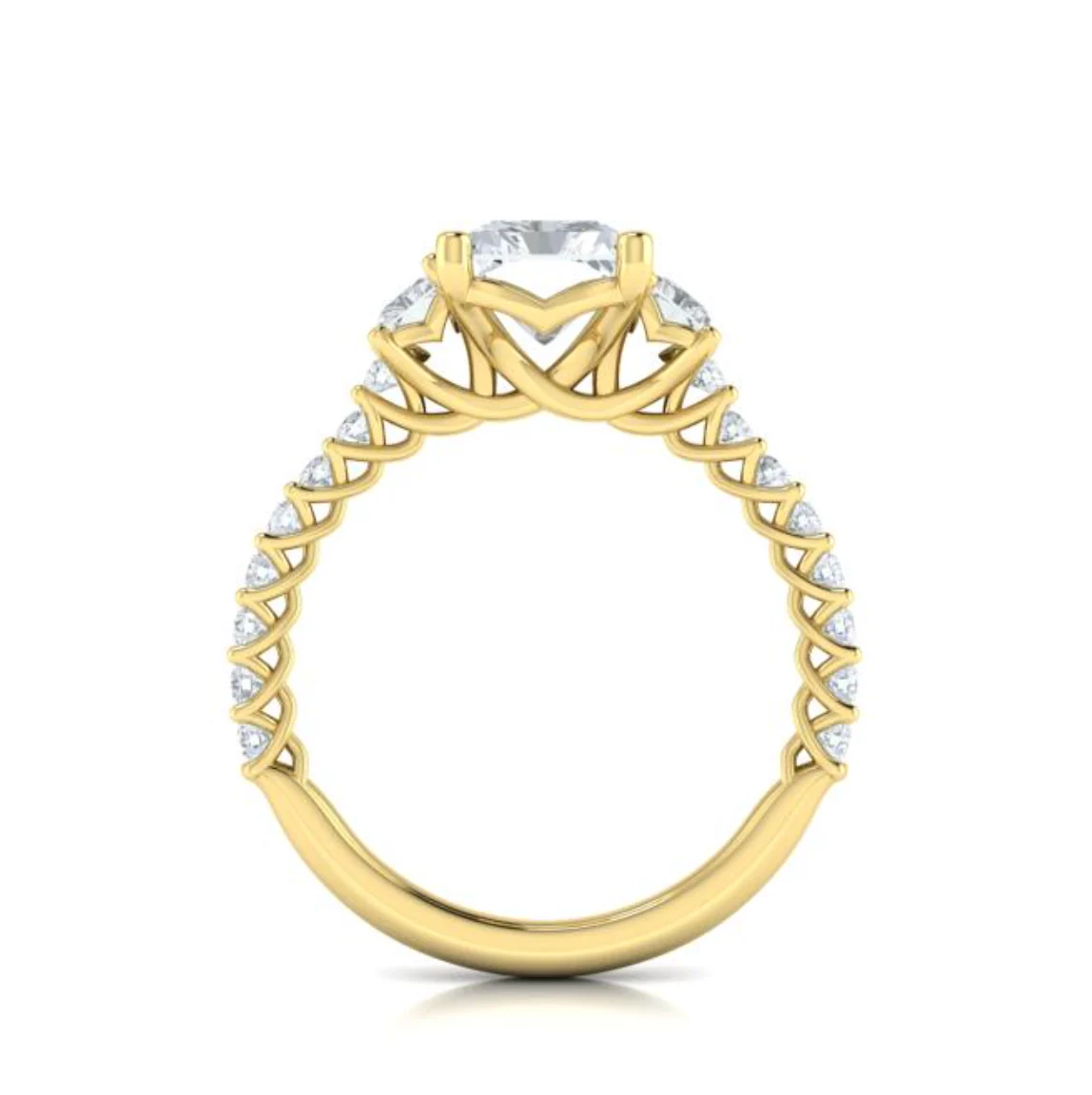 Springer's Forever Select 18K Yellow Gold Emerald Cut Three-Stone Engagement Ring Style Mounting - Image 3
