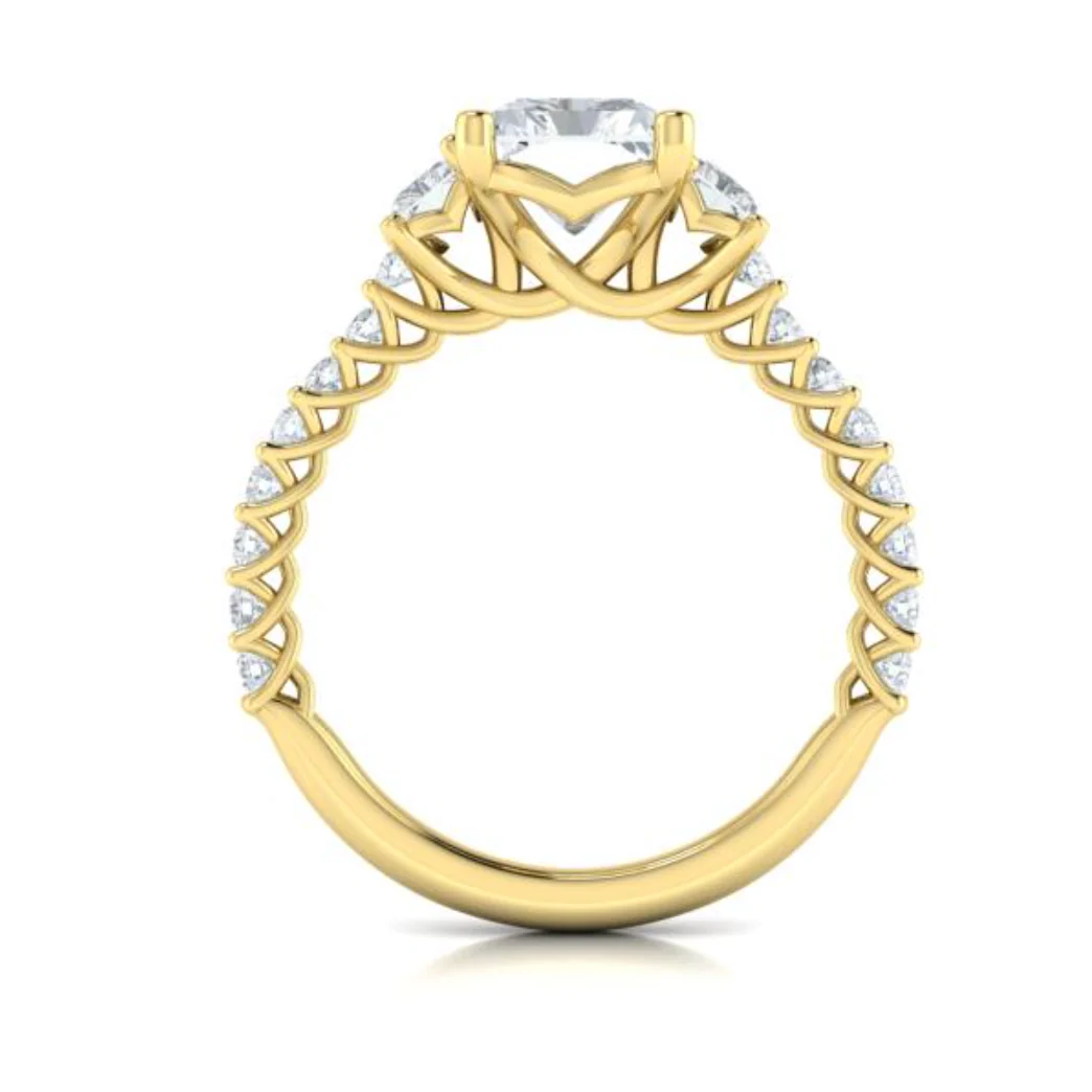 Springer's Forever Select 18K Yellow Gold Emerald Cut Three-Stone Engagement Ring Style Mounting - Image 3