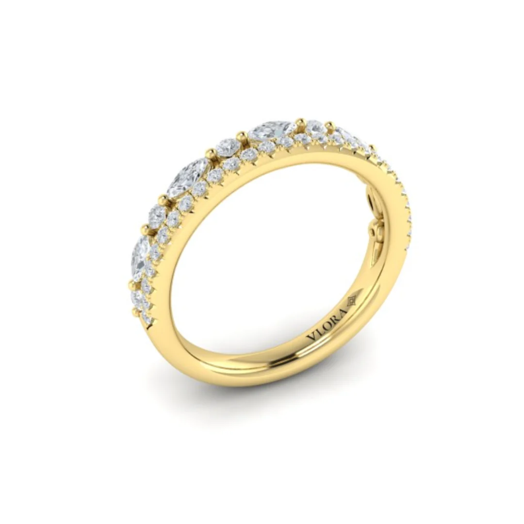 Springer's Forever Select 18k Yellow Gold Marquise and Round Diamond Split Shank Band - 0.68ctw - Image 2