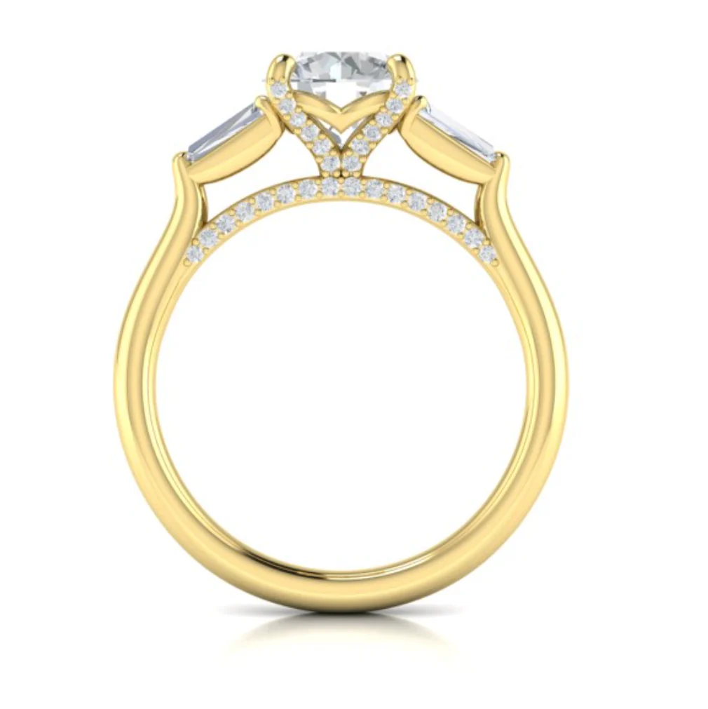 Springer's Forever Select 18K Yellow Gold Three-Stone Diamond Engagement Ring Mounting - .36ctw - Image 3