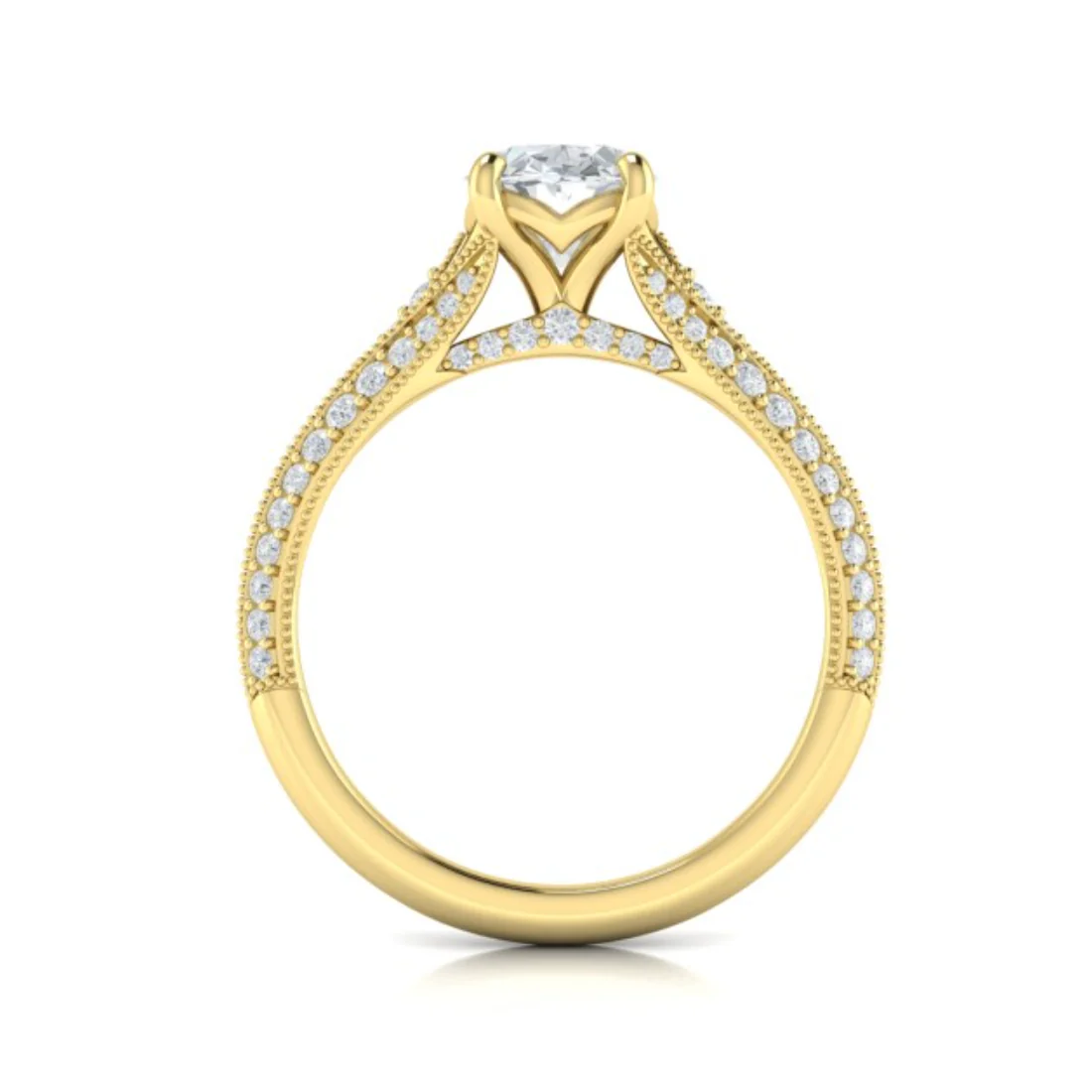 Springer's Forever Select 18k Yellow Gold Oval Engagement Ring Mounting - .39ctw - Image 3