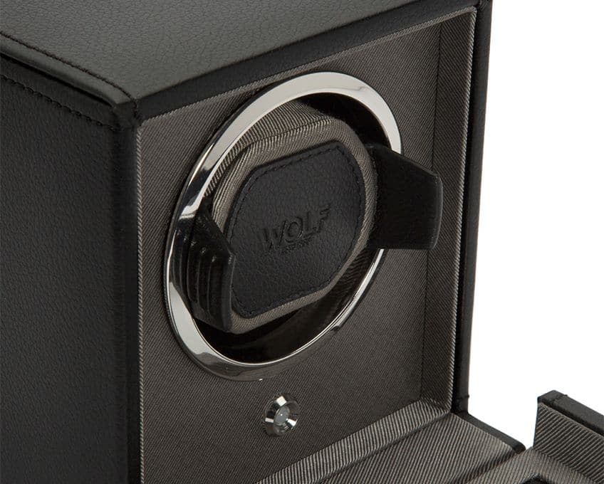 WOLF Single Cub Watch Winder with Cover - Black - Image 4