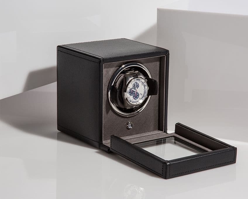 WOLF Single Cub Watch Winder with Cover - Black - Image 5
