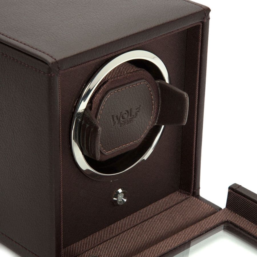 WOLF Single Cub Watch Winder with Cover - Brown - Image 3