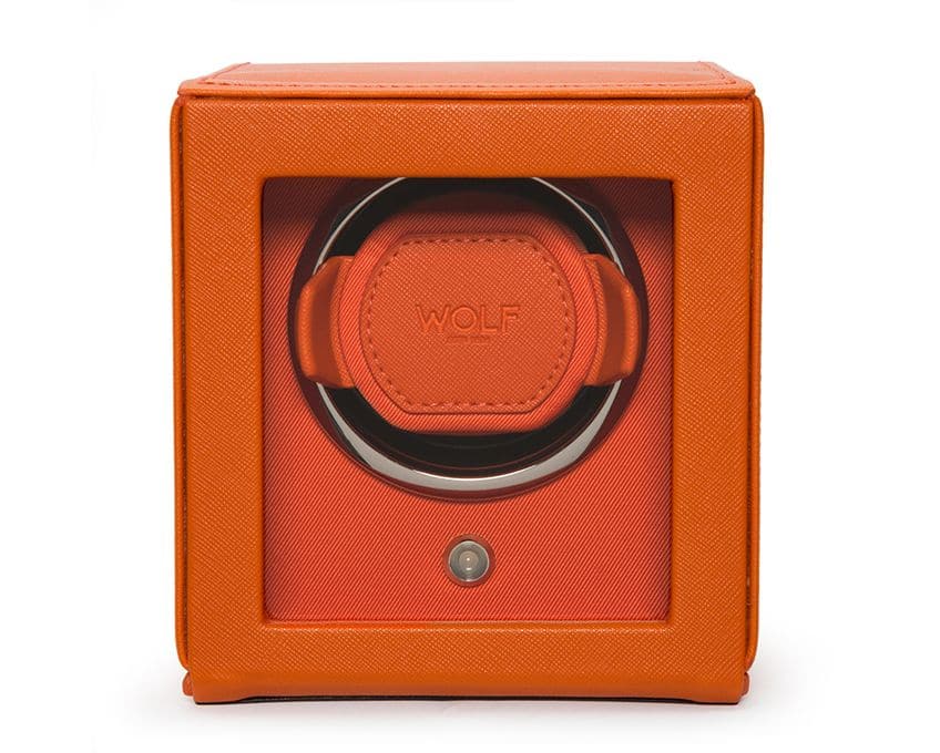 WOLF Single Cub Watch Winder with Cover - Orange