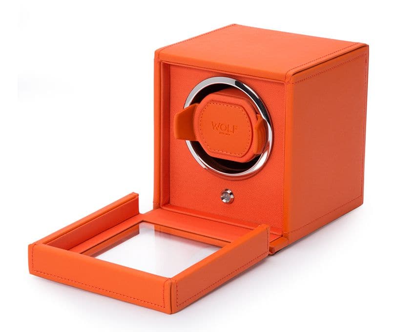 WOLF Single Cub Watch Winder with Cover - Orange - Image 3