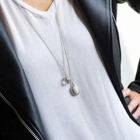Monica Rich Kosann Sterling Silver Midi Four Image Locket with a White Sapphire Border - Image 2